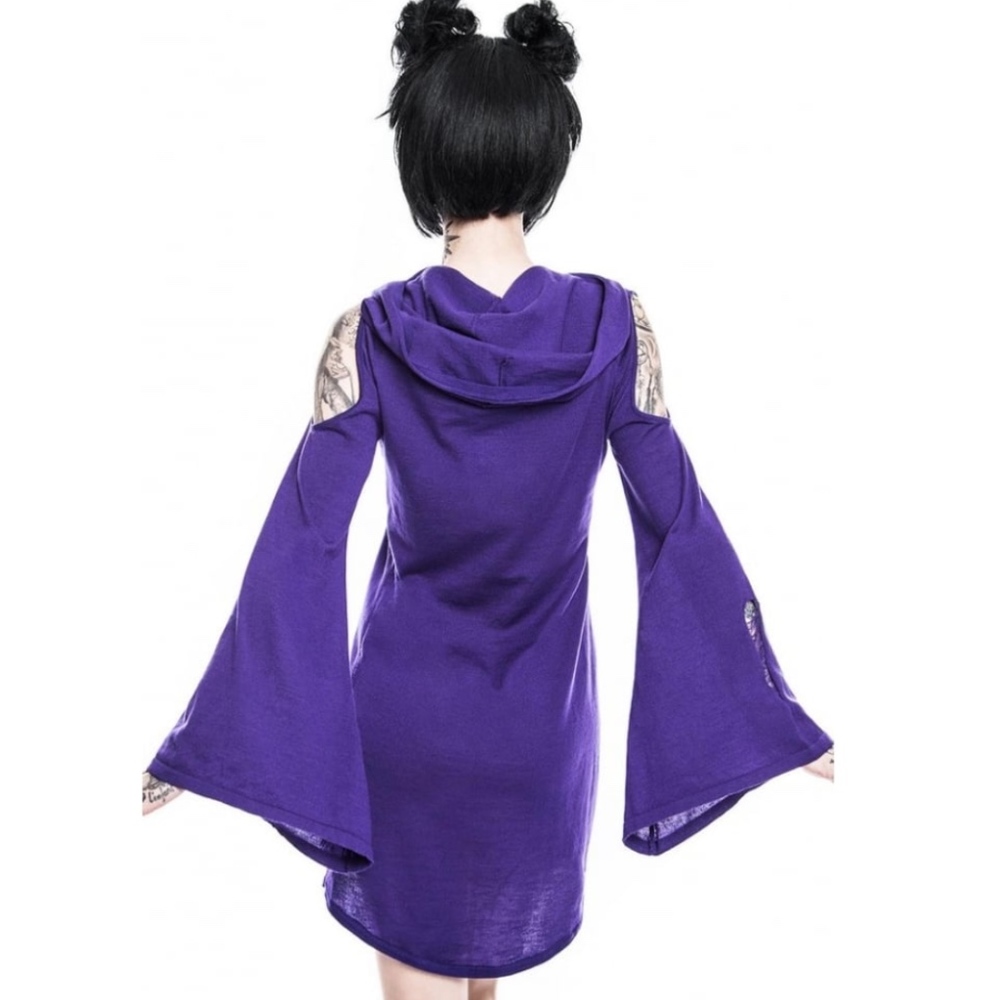 Killstar Distressed Spare Knit Hooded Dress/Tunic from Dollskill- Small - Picture 3 of 7